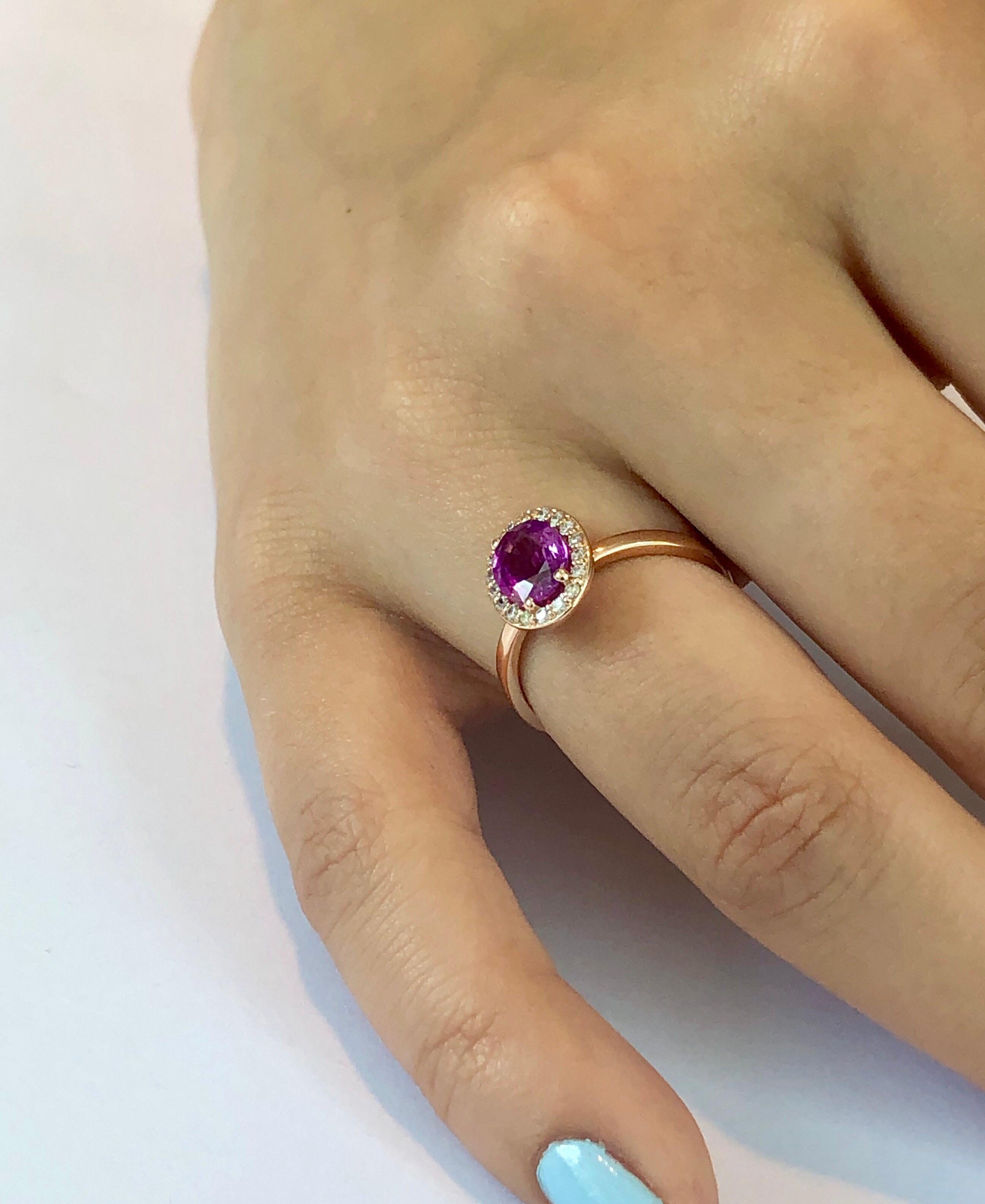 Contemporary OGI Ceylon Pink Sapphire and Diamond Rose Gold Cocktail Cluster Ring