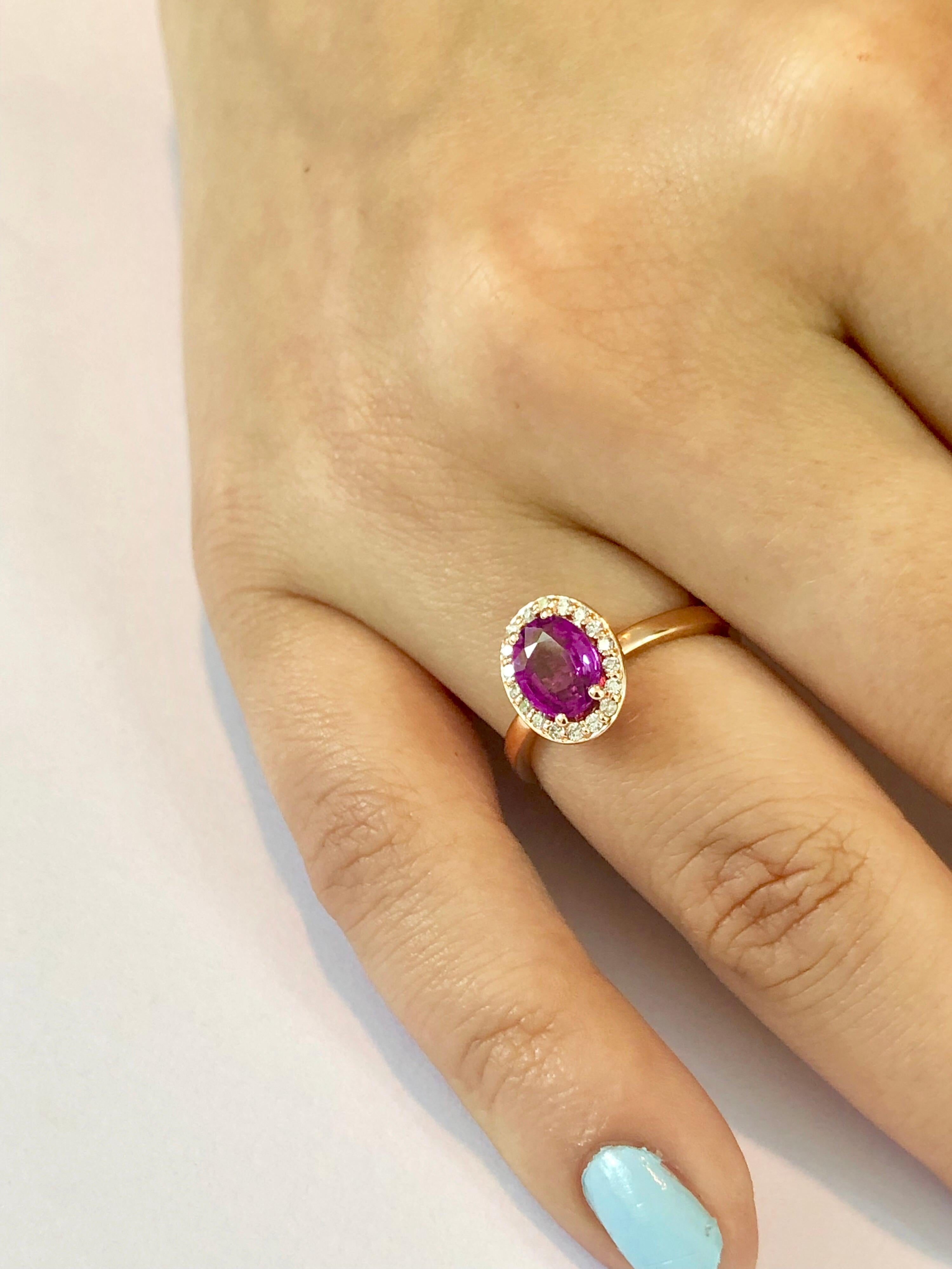 OGI Ceylon Pink Sapphire and Diamond Rose Gold Cocktail Cluster Ring In New Condition In New York, NY