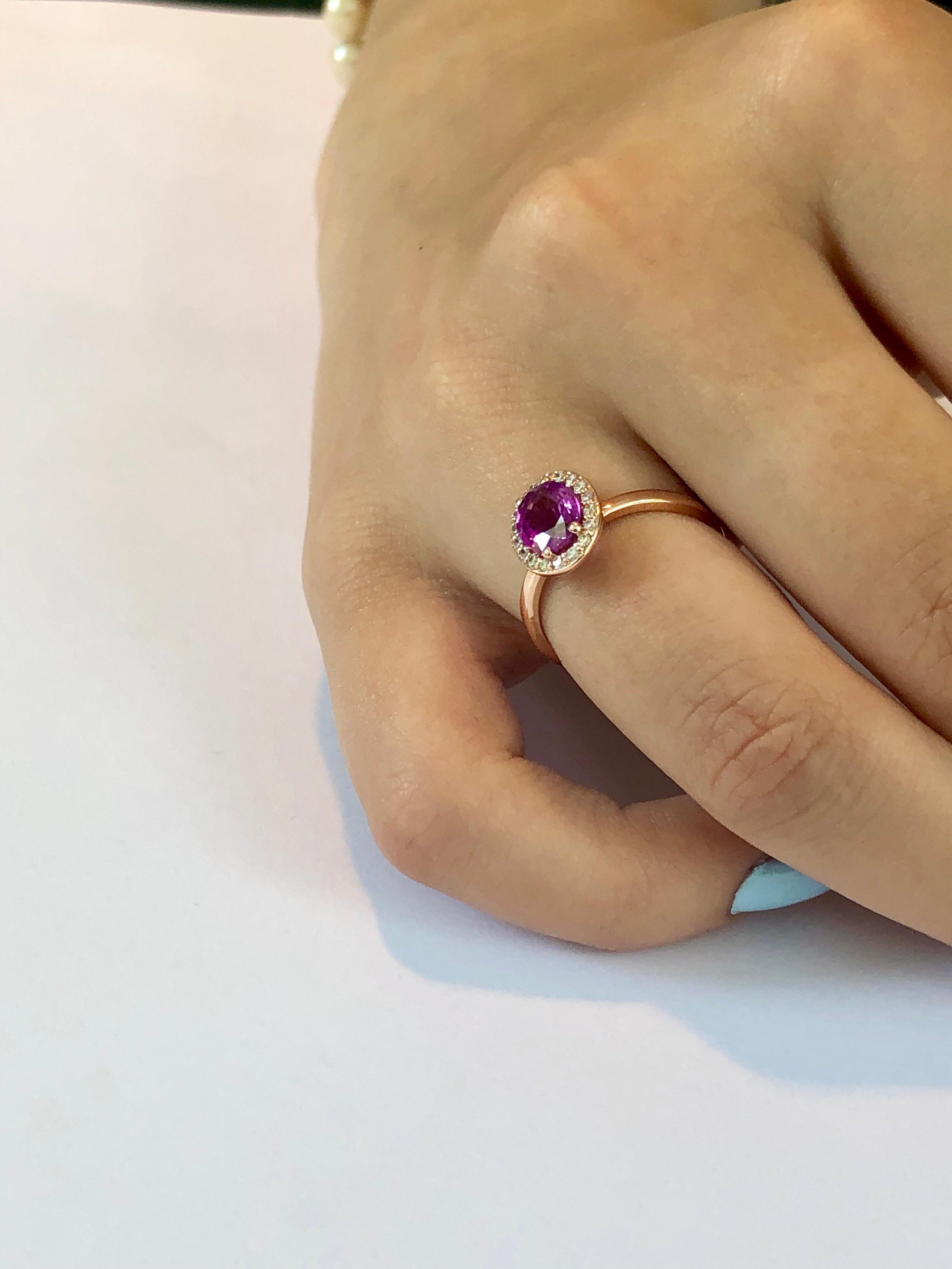 OGI Ceylon Pink Sapphire and Diamond Rose Gold Cocktail Cluster Ring 3