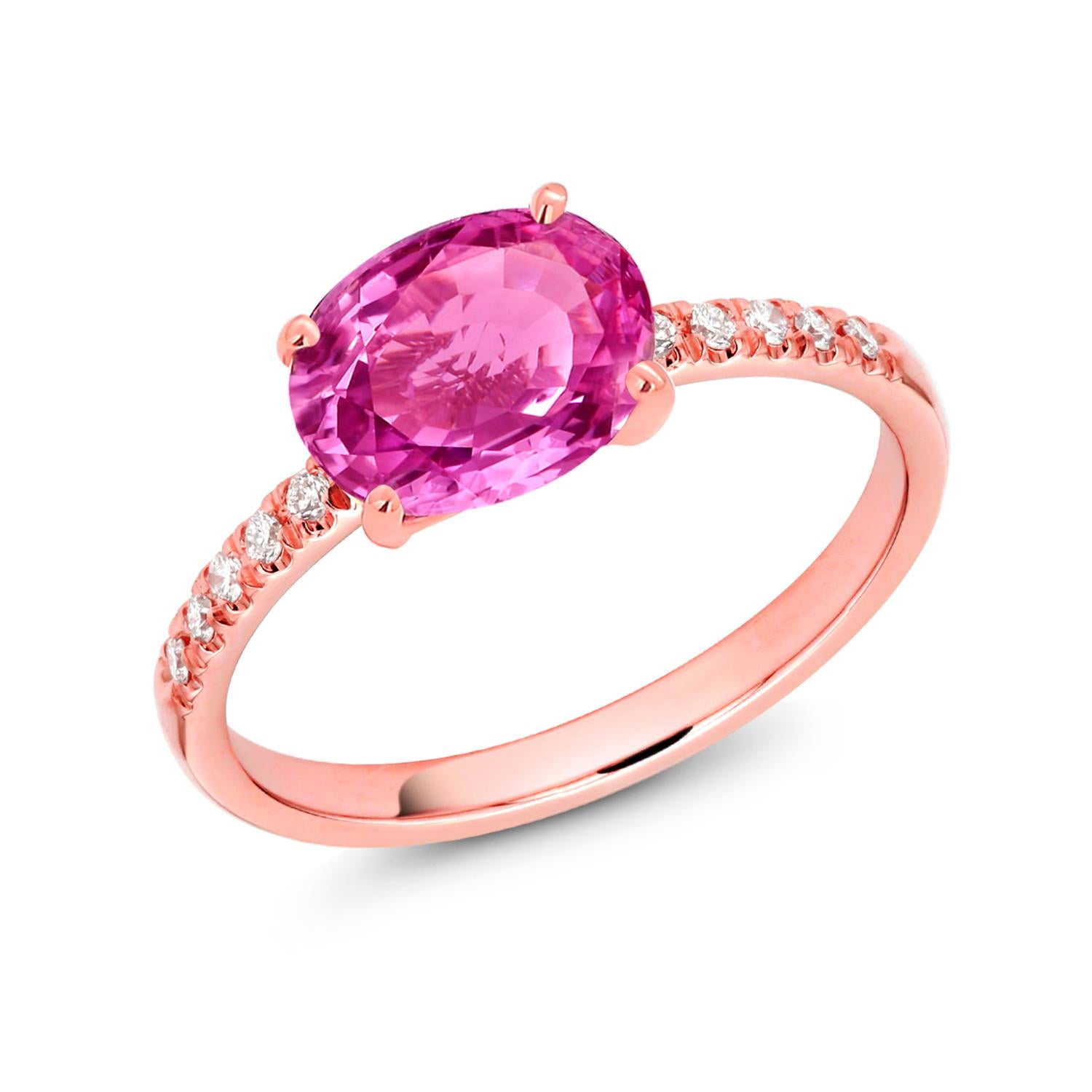 Women's Ceylon Pink Sapphire and Diamond Rose Gold Cocktail Ring