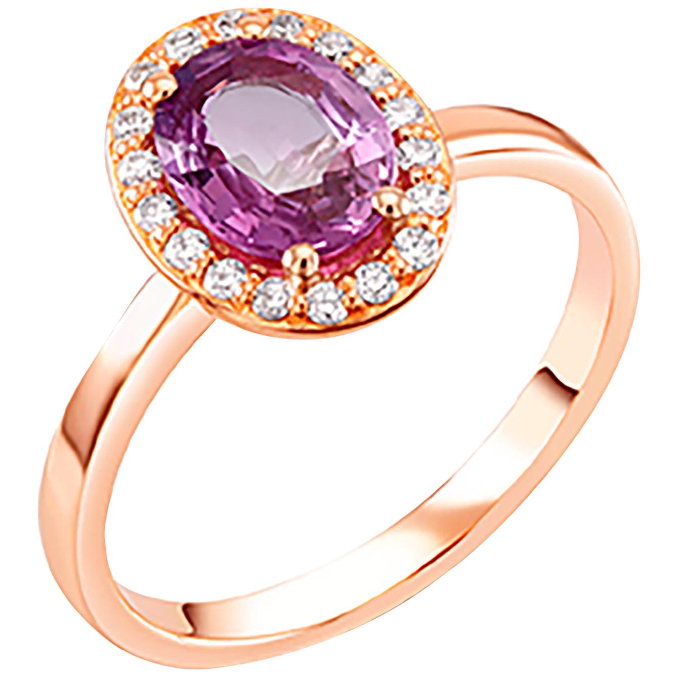 OGI Ceylon Pink Sapphire and Diamond Rose Gold Cocktail Cluster Ring