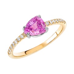 Ceylon Pink Sapphire and Diamond White and Yellow Gold Cocktail Cluster Ring