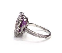 Ceylon Pink Sapphire Diamond Platinum Ring GIA Certified