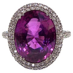 Ceylon Pink Sapphire Diamond Platinum Ring GIA Certified