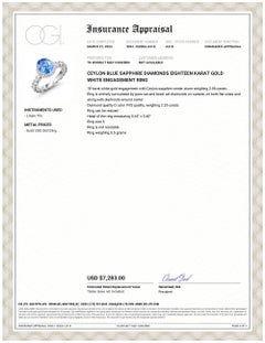 Ceylon-Saphir 2,06 ct, Diamant 2,25 ct, Cocktailring aus 18-karätigem Gold, Größe 6