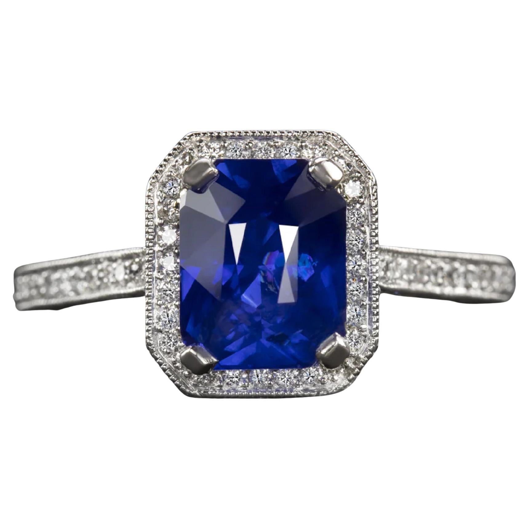 GIA Certified Sapphire 2.33 Carat Diamond Ring