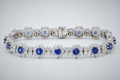 18K White Gold Ceylon Sapphire and Diamond Bracelet