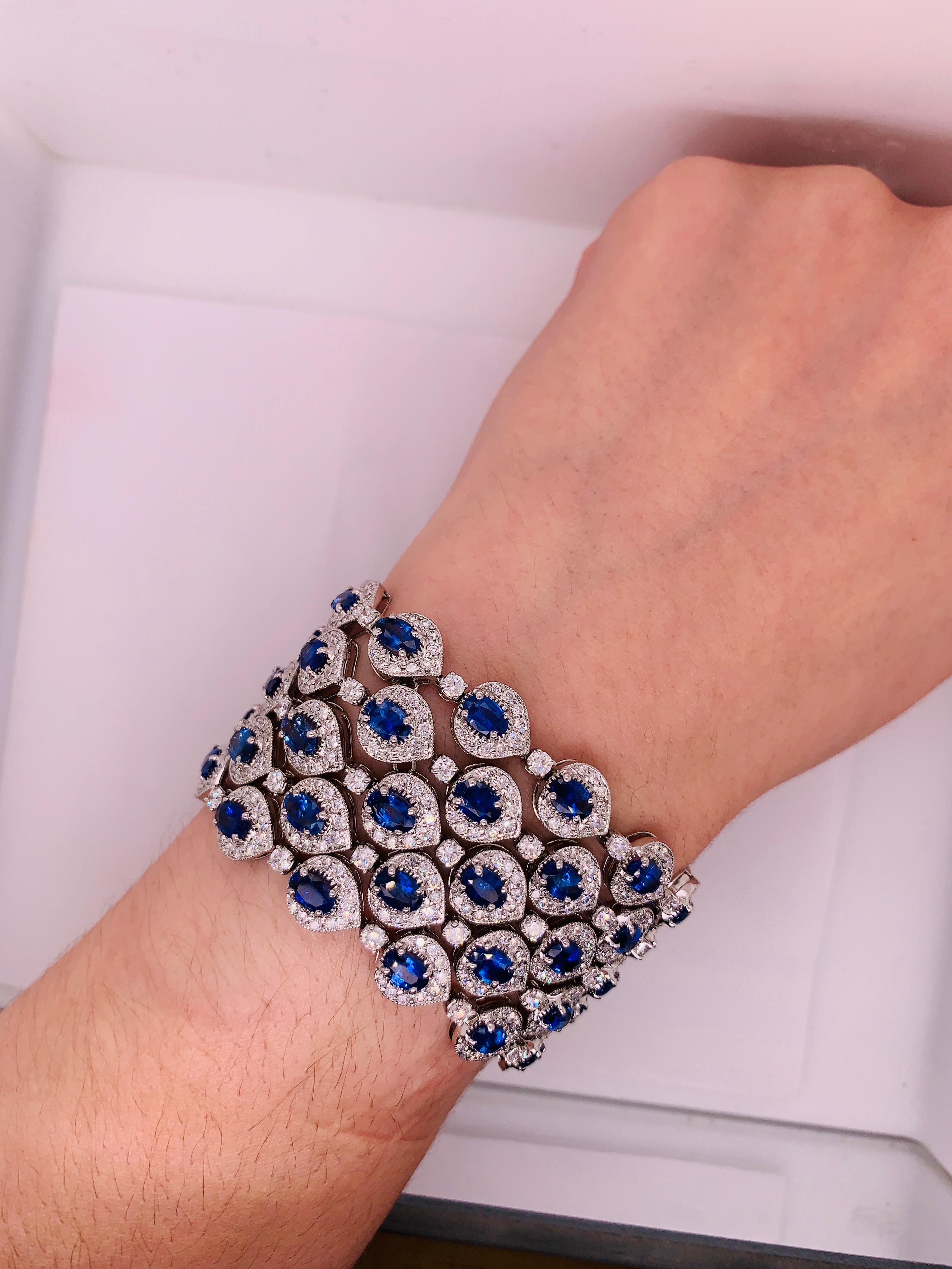 Ceylon Sapphire and Diamond Bracelet In New Condition For Sale In New York, NY