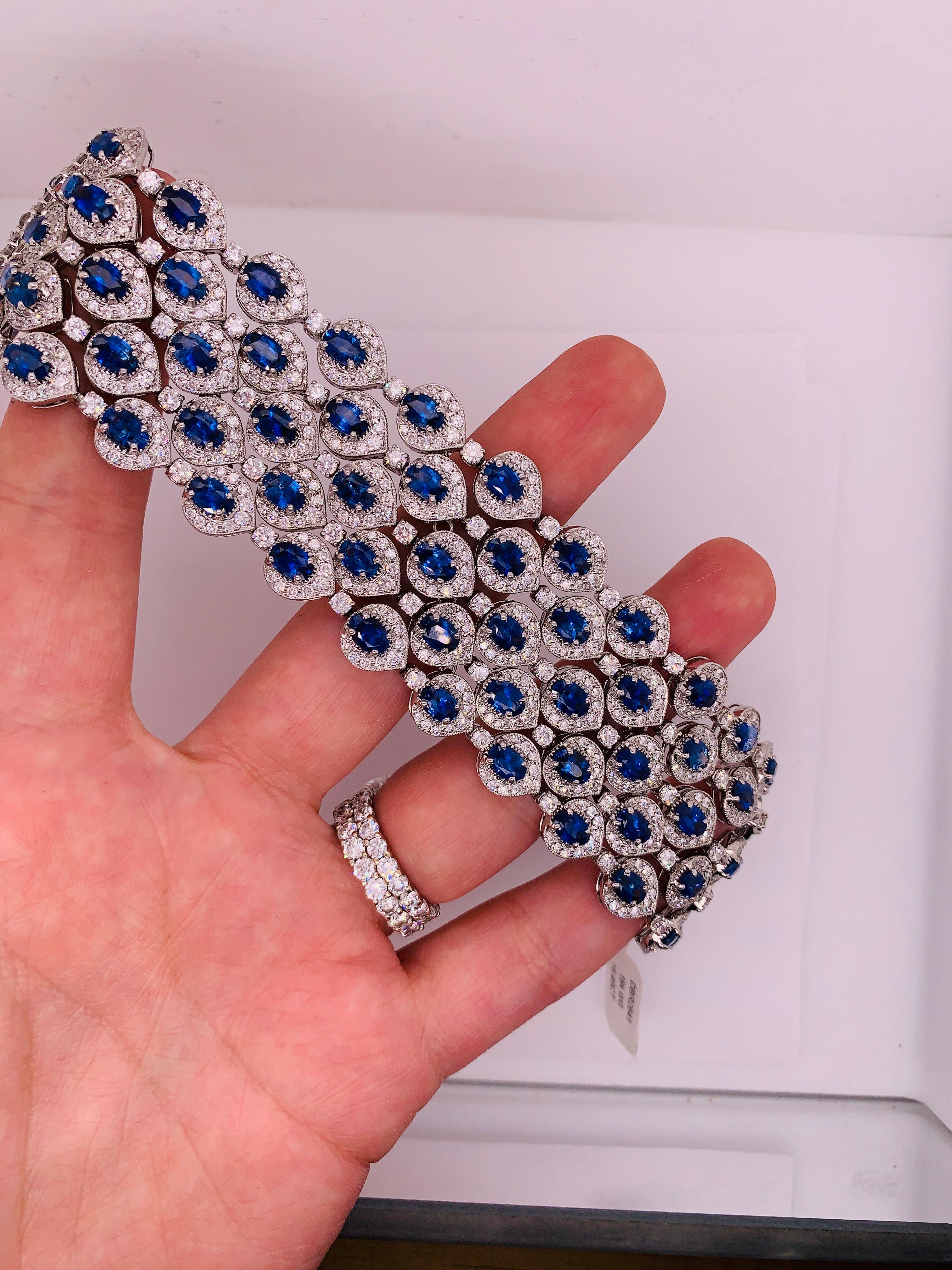 Ceylon Sapphire and Diamond Bracelet For Sale 1