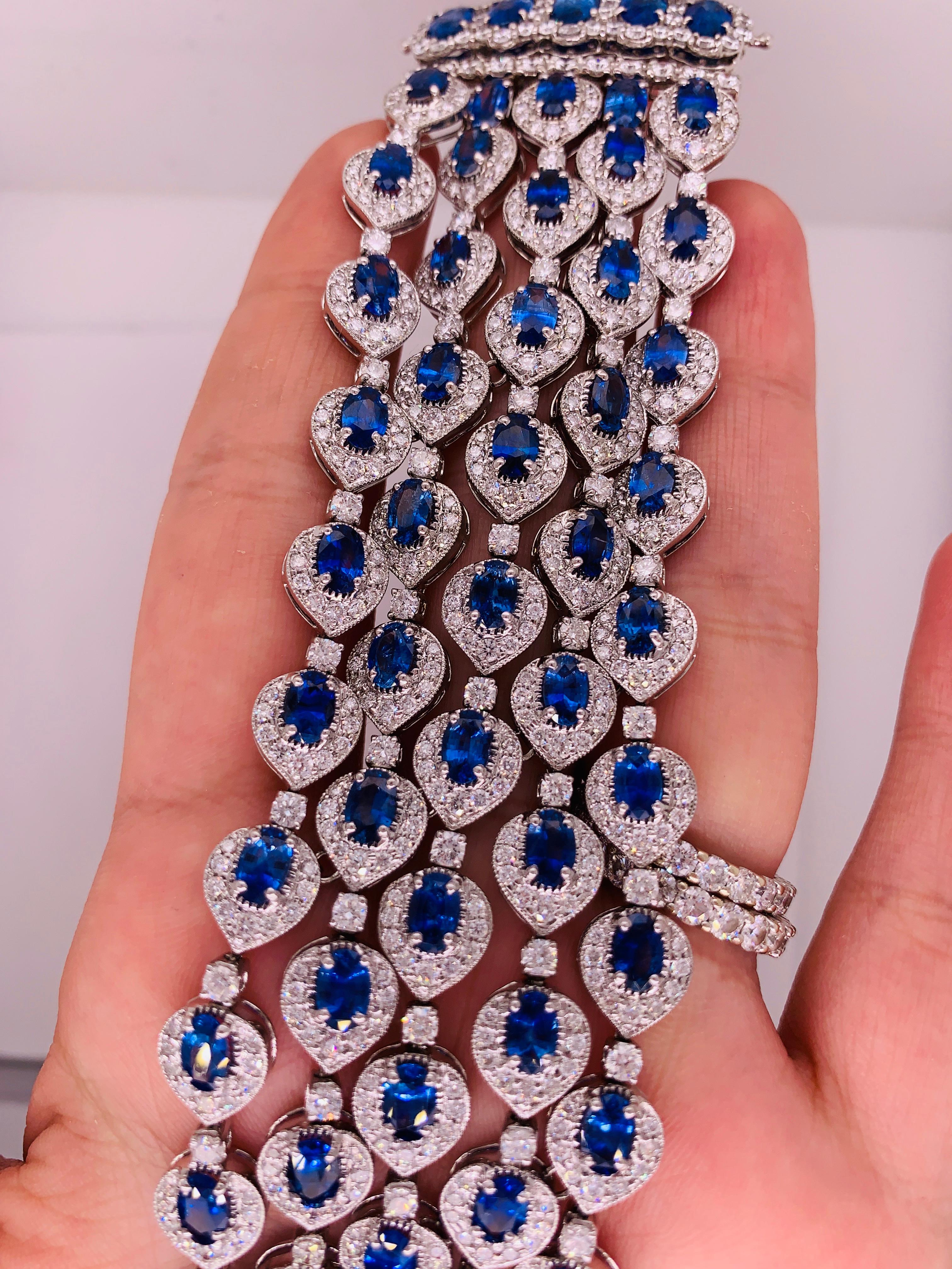 Ceylon Sapphire and Diamond Bracelet For Sale 2
