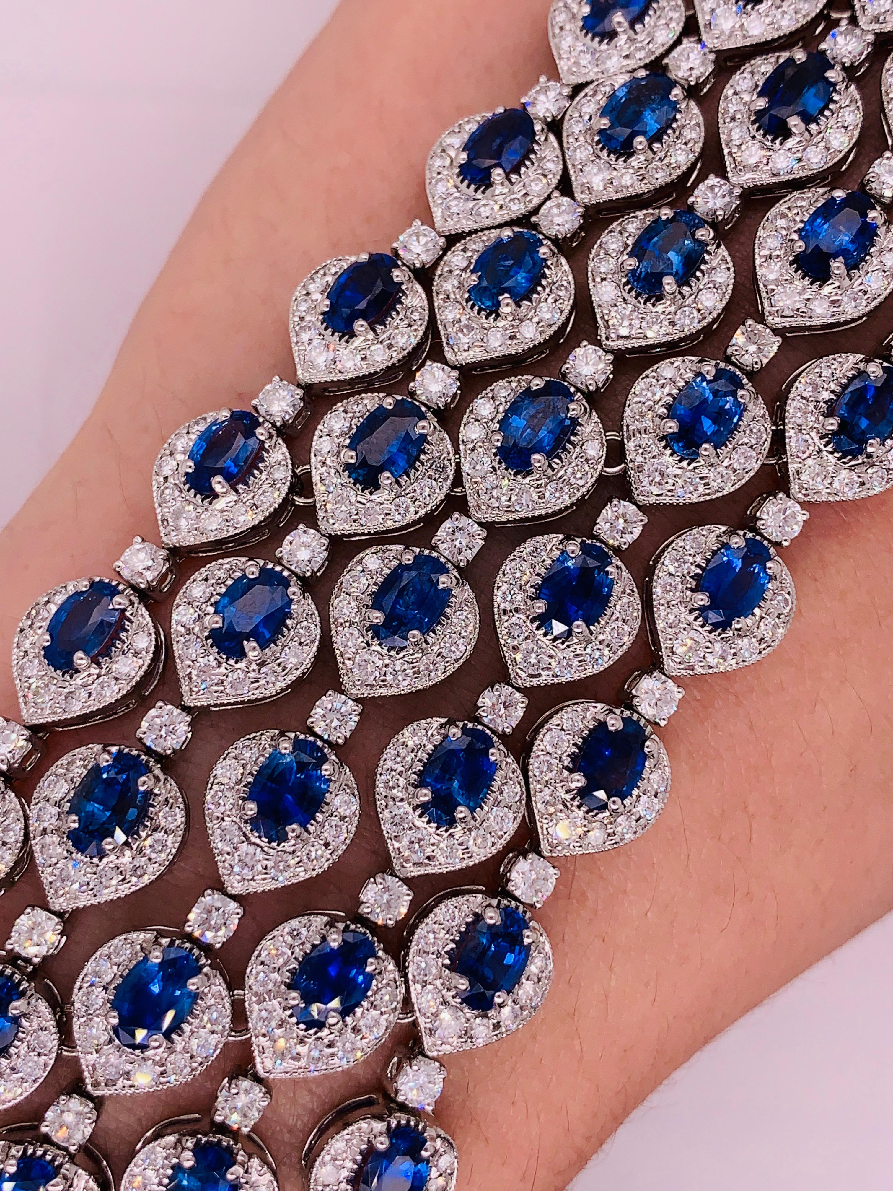 Ceylon Sapphire and Diamond Bracelet For Sale 3