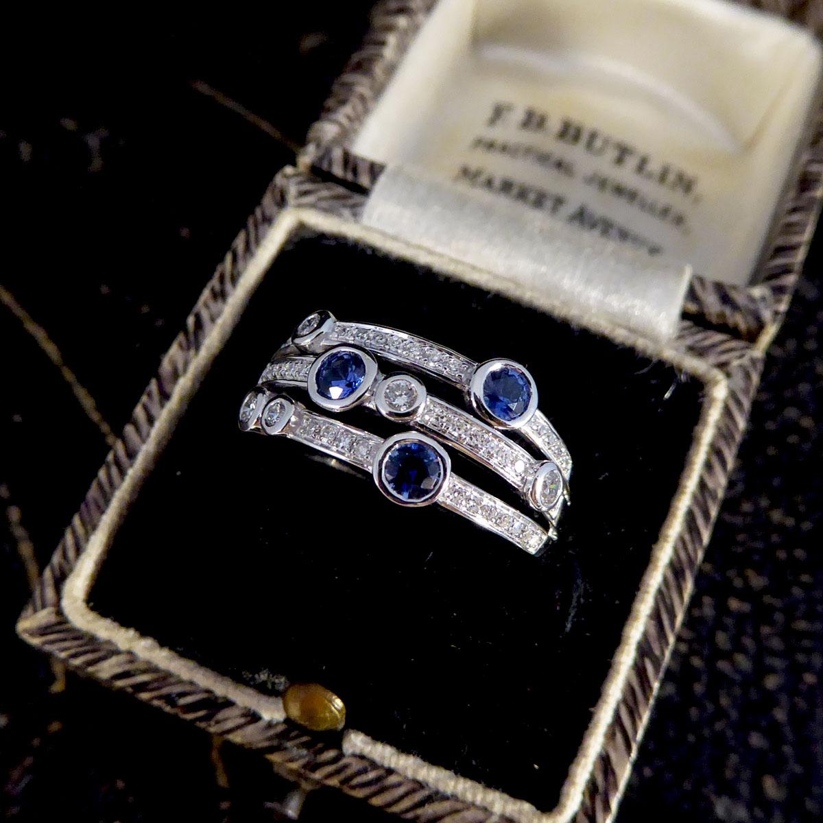 Ceylon Sapphire and Diamond Bubble Style Ring in Platinum 3