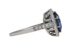 Ceylon Sapphire and Diamond Coronet Cluster Ring, circa 1950