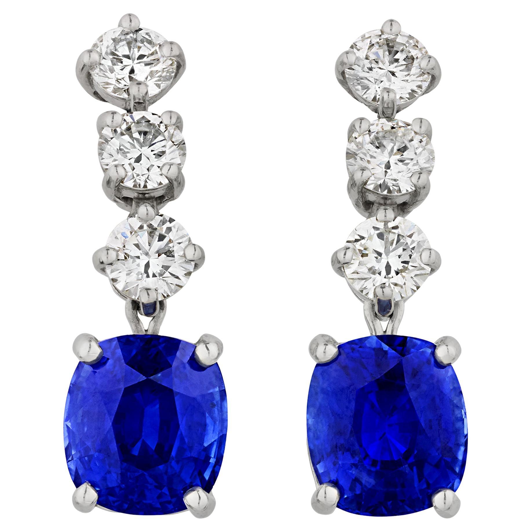 Ceylon Sapphire and Diamond Earrings by Oscar Heyman