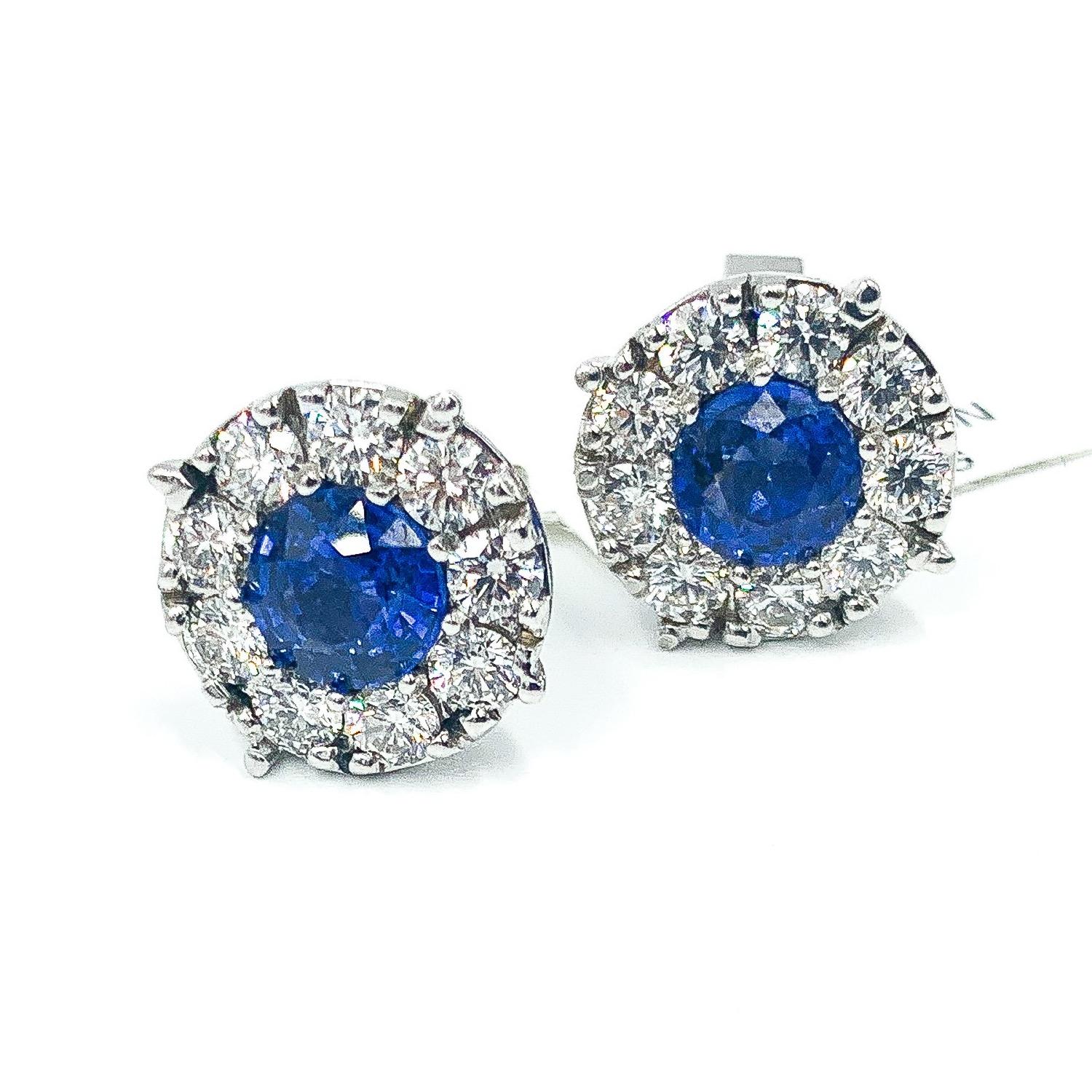 Ceylon sapphire has been revered for its rich vivid color, that tends to be a lighter and brighter blue than the dark blue sapphires famously found throughout Australia and Thailand. These earrings feature two beautifully matched round Ceylon