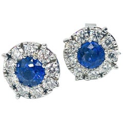 Ceylon Sapphire and Diamond Earrings