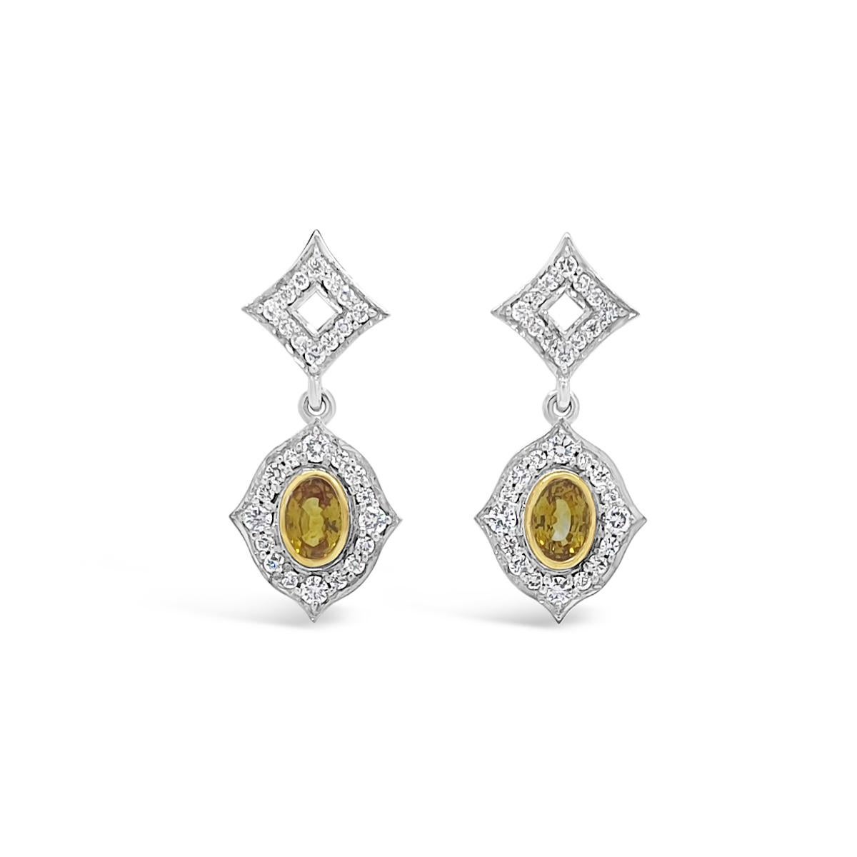 Oval Cut Ceylon Sapphire and Diamond Earrings 