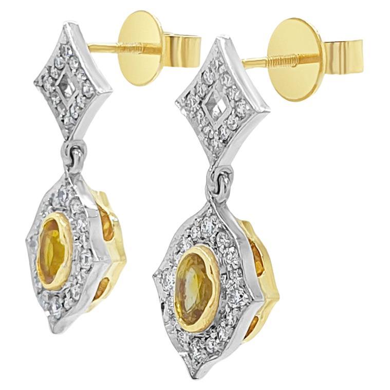 Ceylon Sapphire and Diamond Earrings "Sunrise" For Sale