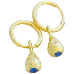 Ceylon Sapphire and Diamond Hoop Earrings