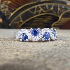Ceylon Sapphire and Diamond Lazy River Band in Platinum