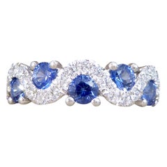 Ceylon Sapphire and Diamond Lazy River Band in Platinum