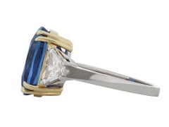 Ceylon Sapphire and Diamond Three Stone Ring, circa 1970