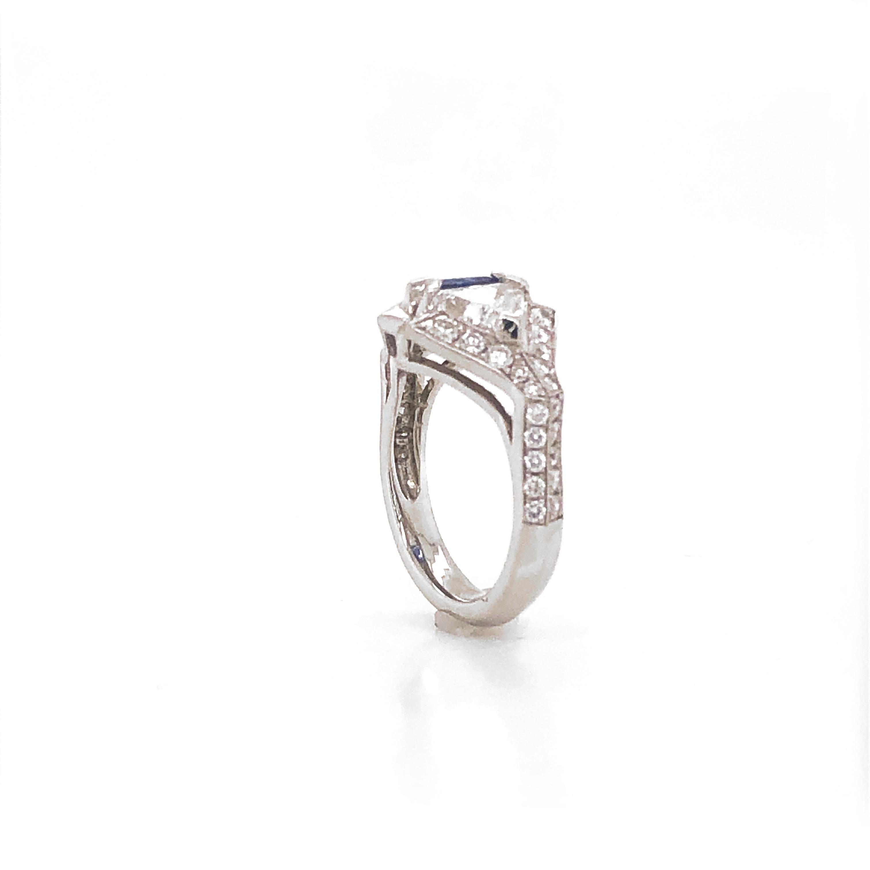 Ceylon Sapphire 1.22 Carat and Diamond 0.97 Carat Twin Combination Platinum Ring For Sale 1