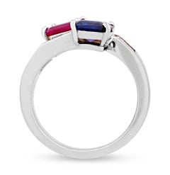 Ceylon Sapphire and Ruby Bypass Ring