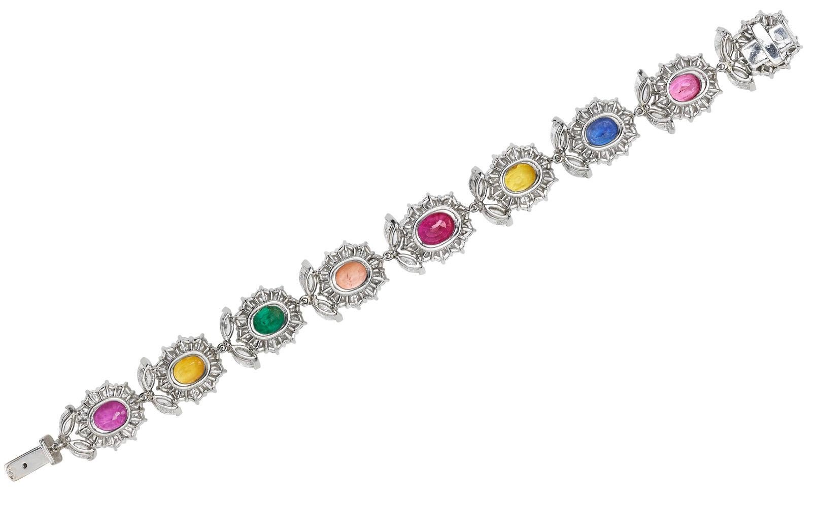 Women's Ceylon Sapphire, Burma Spinel, Brazilian Emerald and Diamond Jewelry Set For Sale