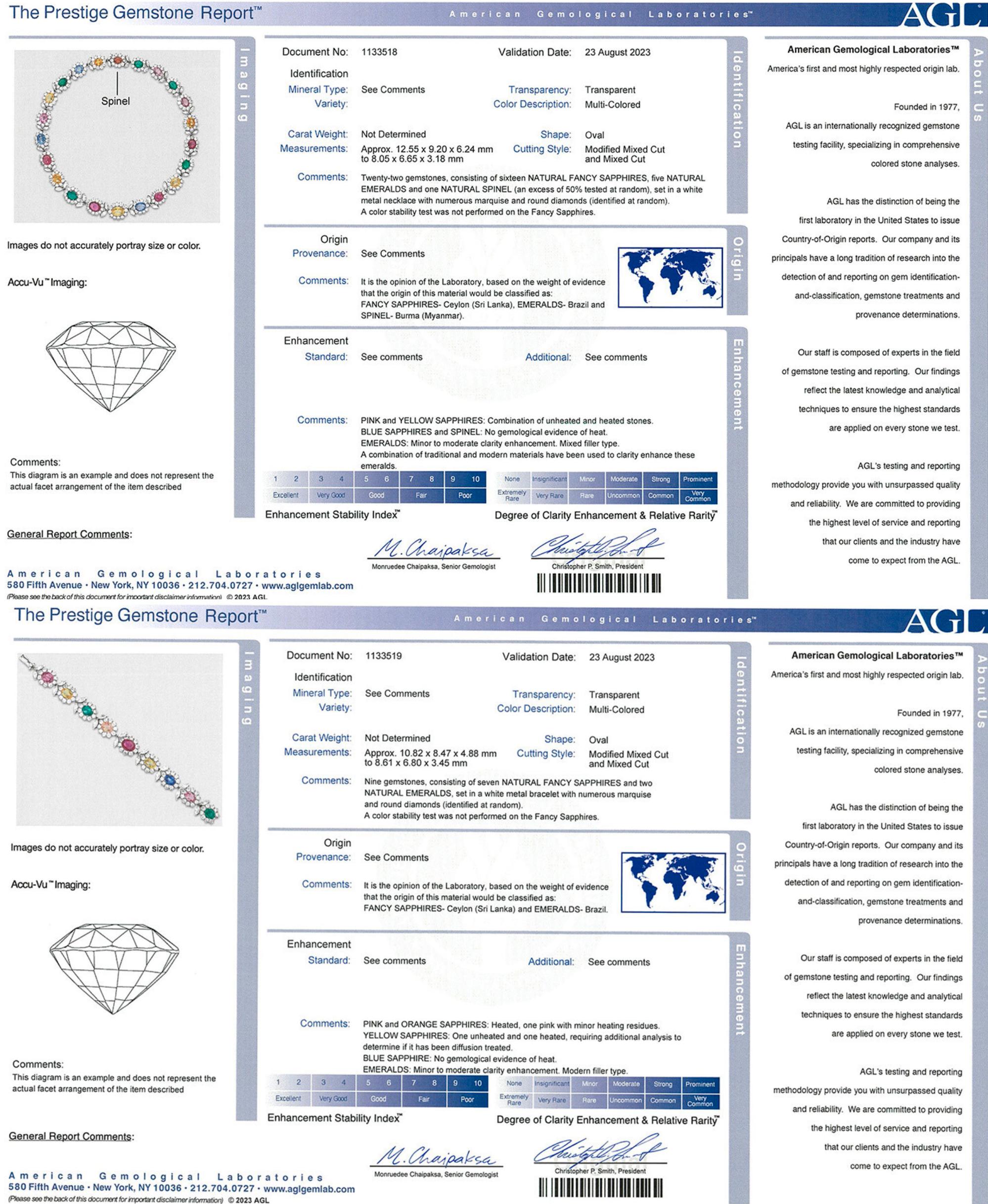 Ceylon Sapphire, Burma Spinel, Brazilian Emerald and Diamond Jewelry Set For Sale 4