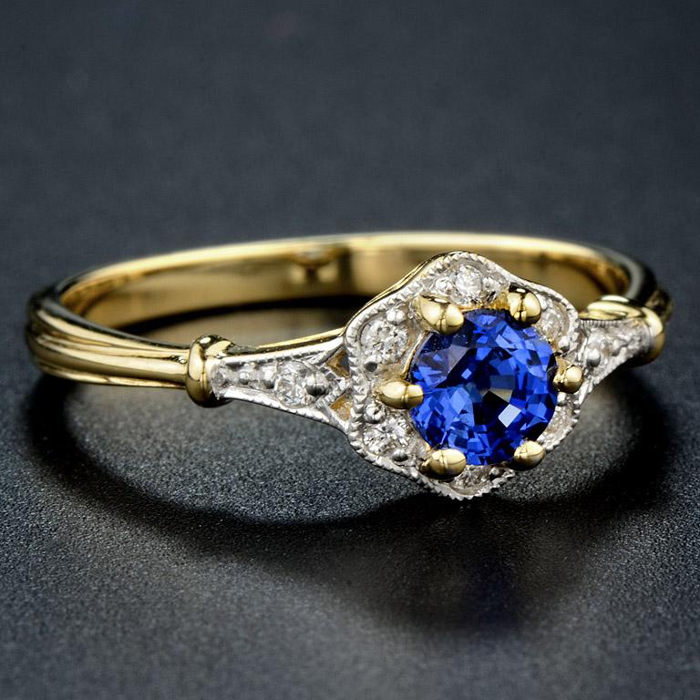 Victorian Ceylon Sapphire Diamond Cocktail Ring