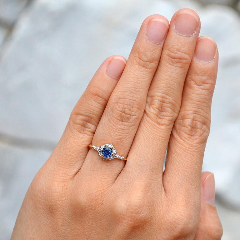 Ceylon Sapphire Diamond Cocktail Ring 2