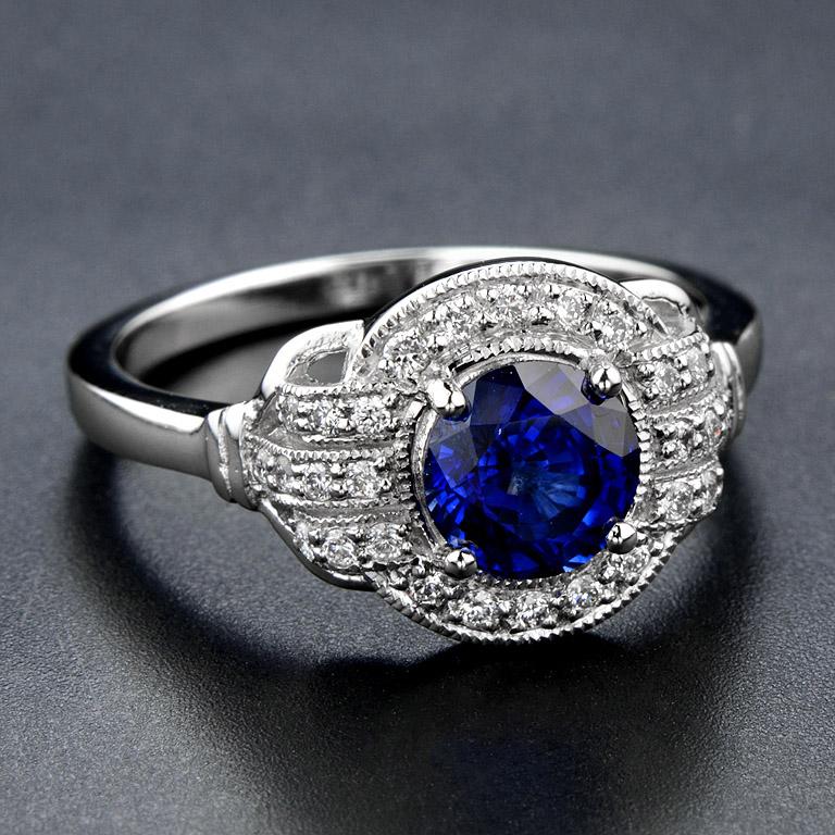 Natural Blue Sapphire Diamond Engagement Ring at 1stDibs | ceylon ...