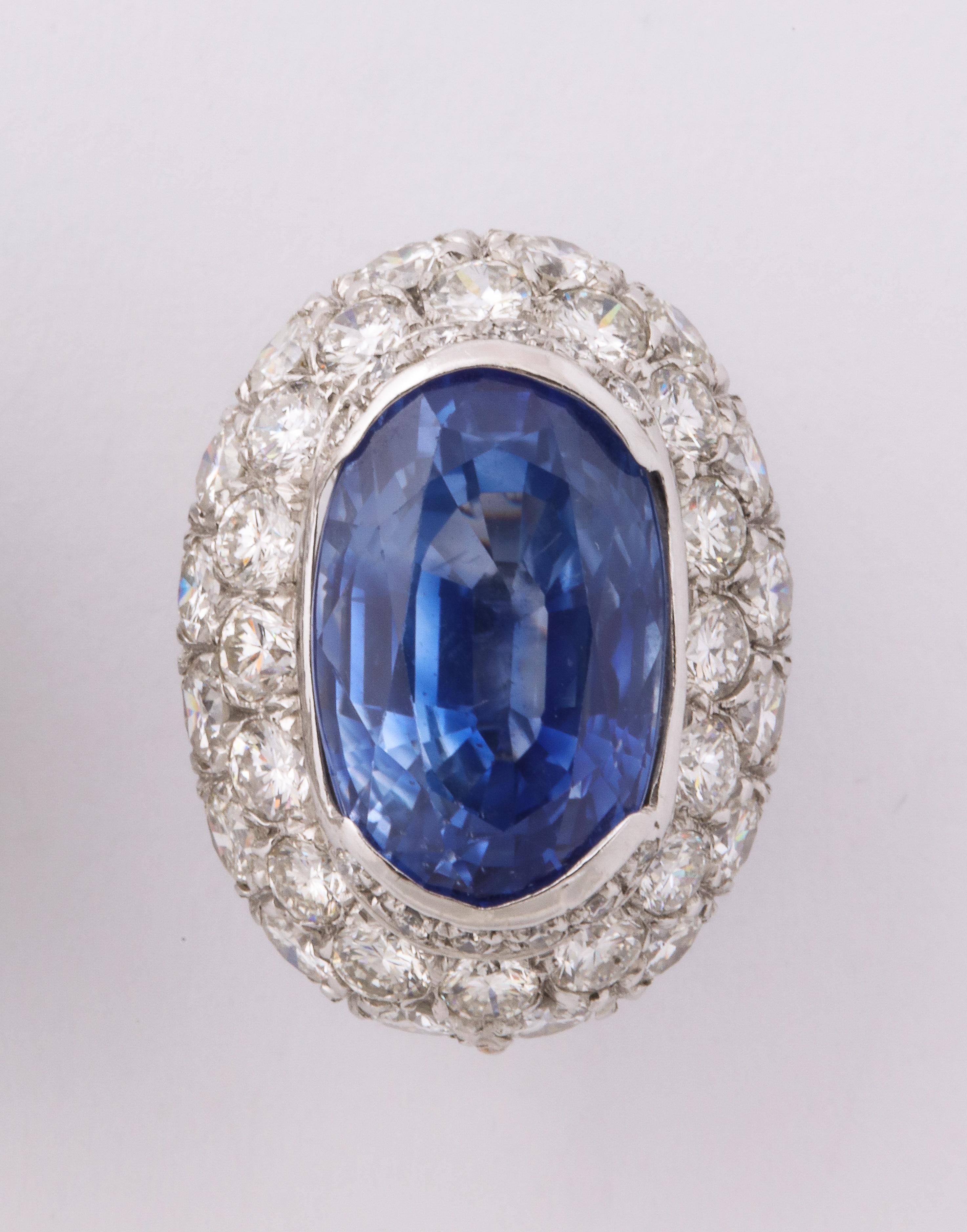 Ceylon Sapphire Diamond Platinum Earrings 1