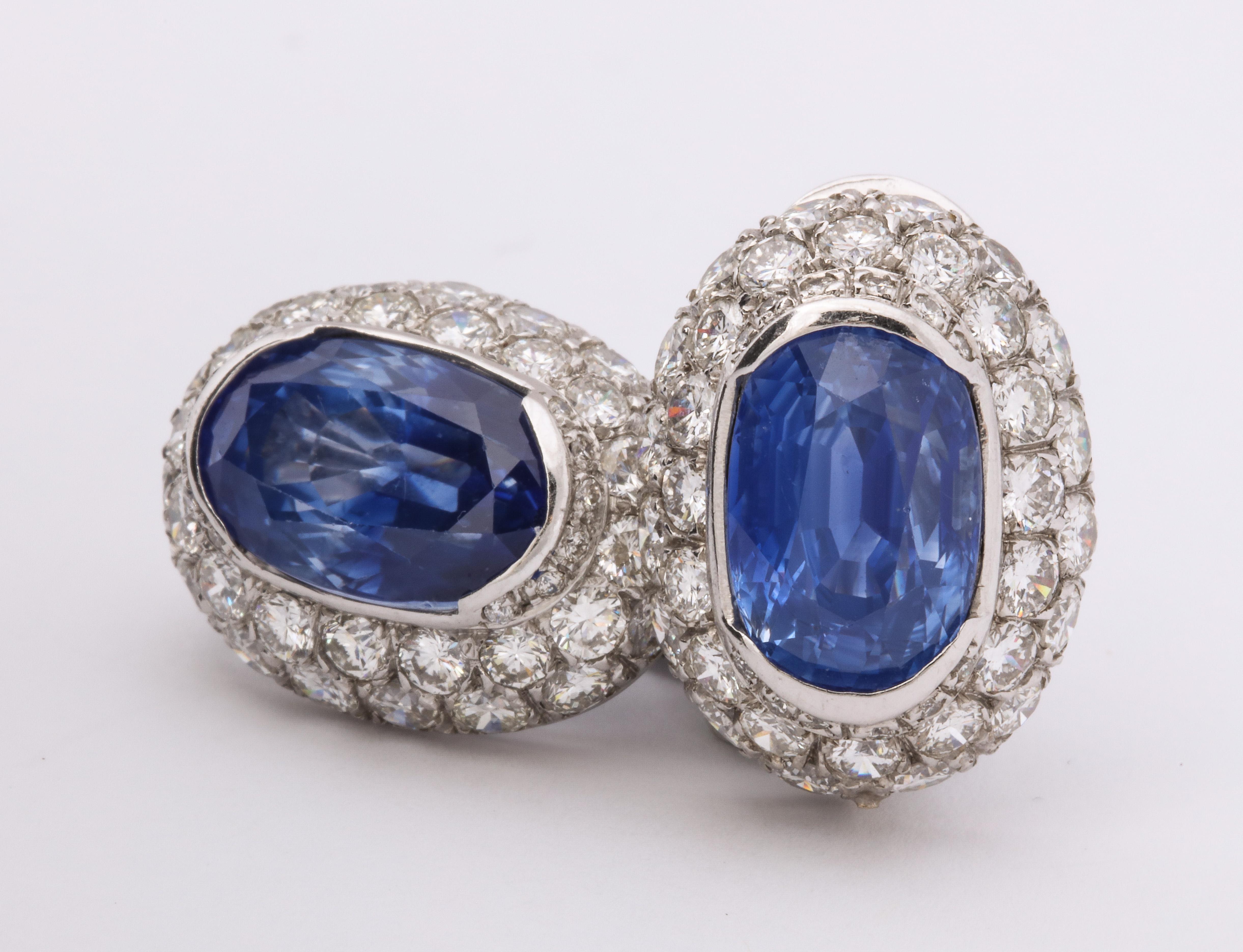 Ceylon Sapphire Diamond Platinum Earrings 3