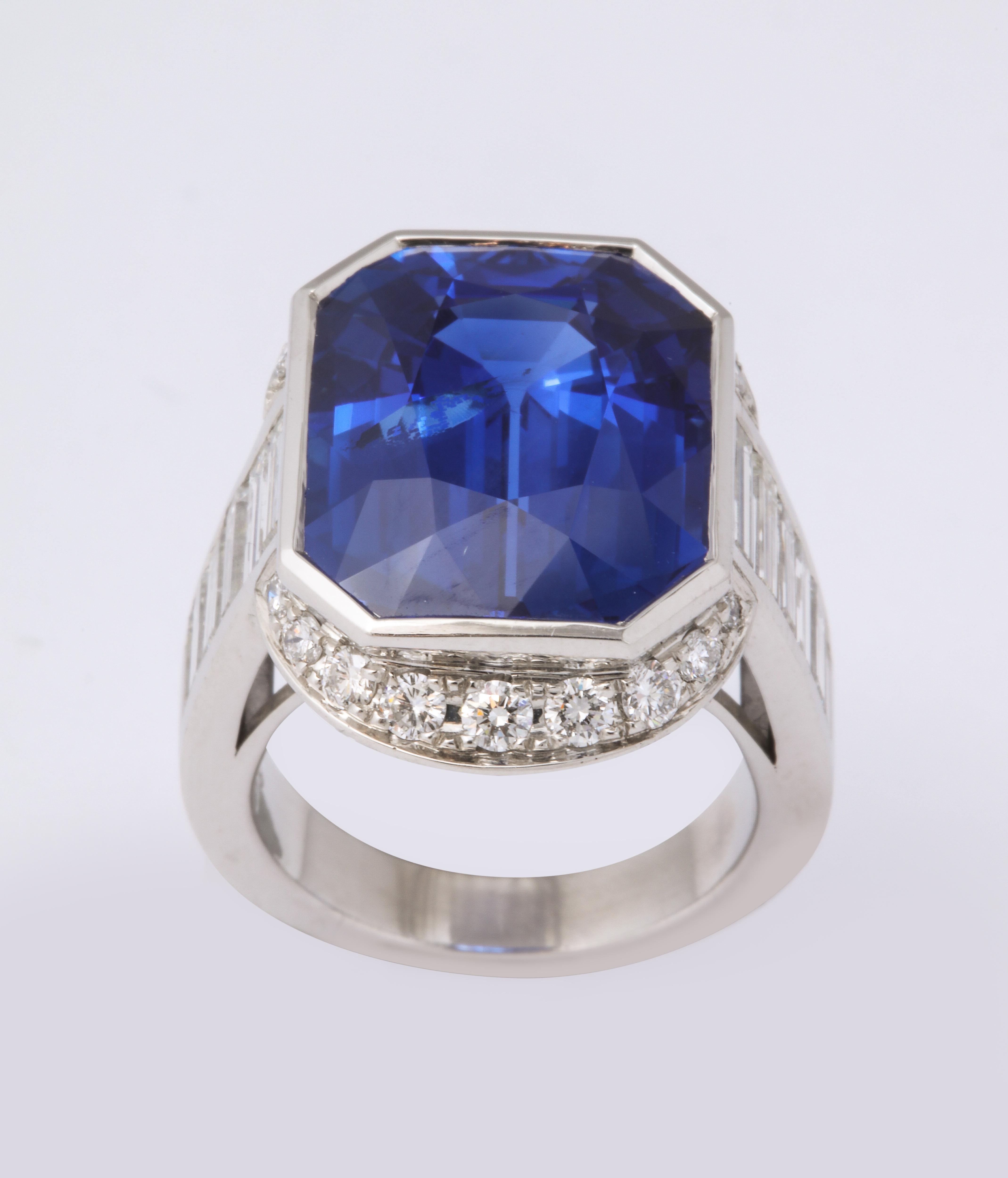 Ceylon Sapphire Diamond Platinum Ring 1