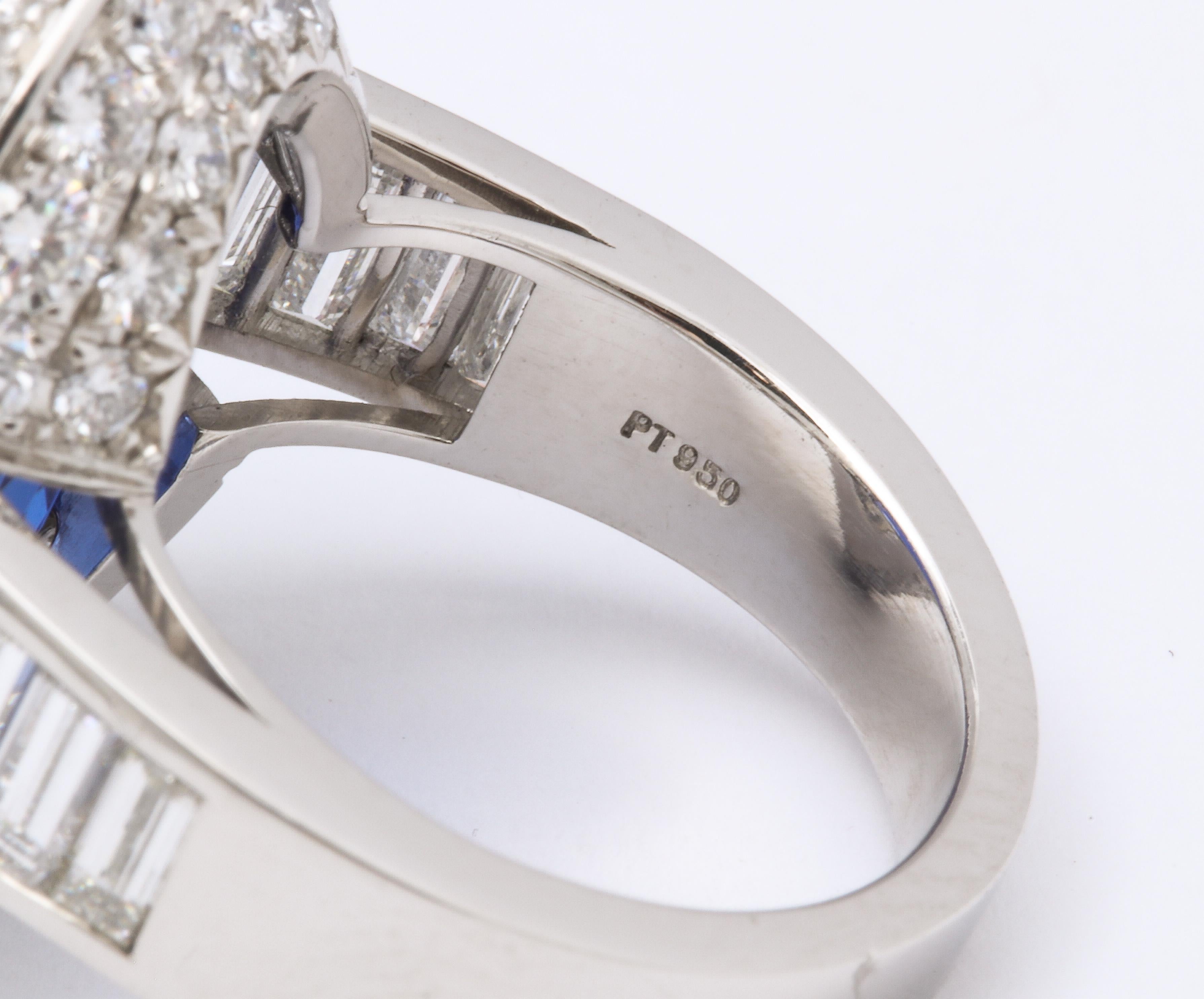Ceylon Sapphire Diamond Platinum Ring 2