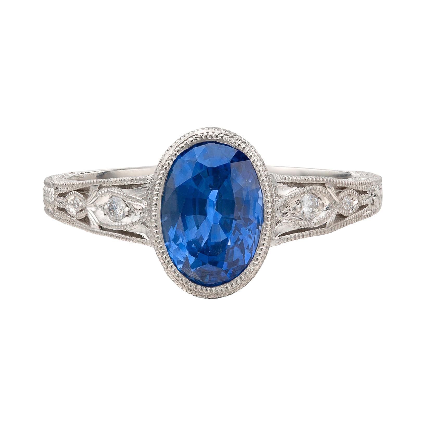 Ceylon Sapphire, Diamond & Platinum Ring