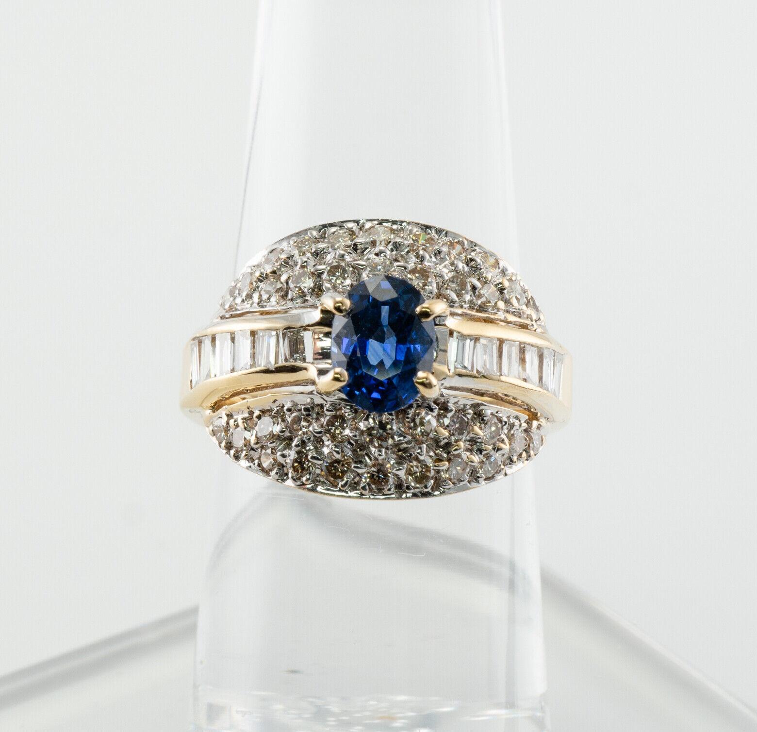 Ceylon Sapphire Diamond Ring 18K Gold Band Estate For Sale 5