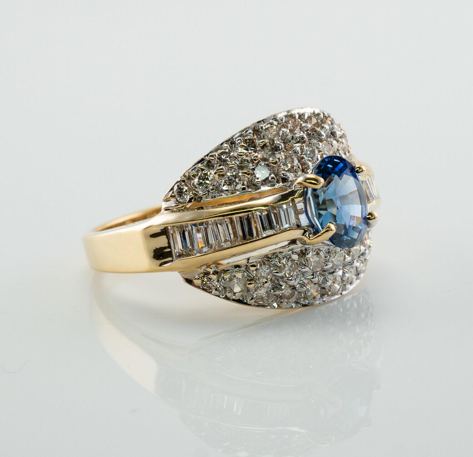 Ceylon Sapphire Diamond Ring 18K Gold Band Estate For Sale 1