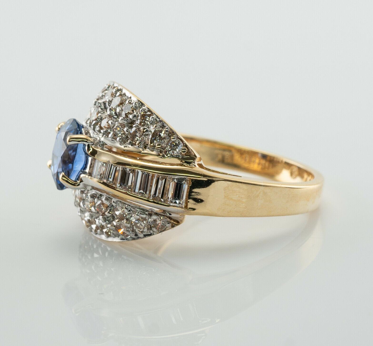 Ceylon Sapphire Diamond Ring 18K Gold Band Estate For Sale 2