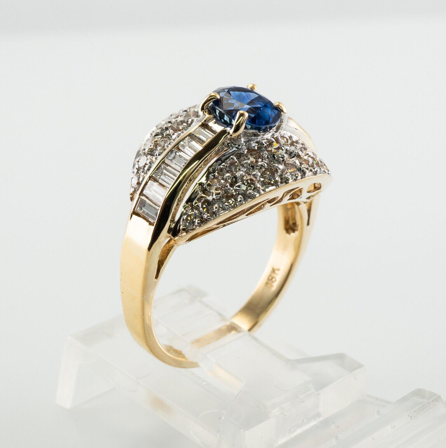 Ceylon Sapphire Diamond Ring 18K Gold Band Estate For Sale 3