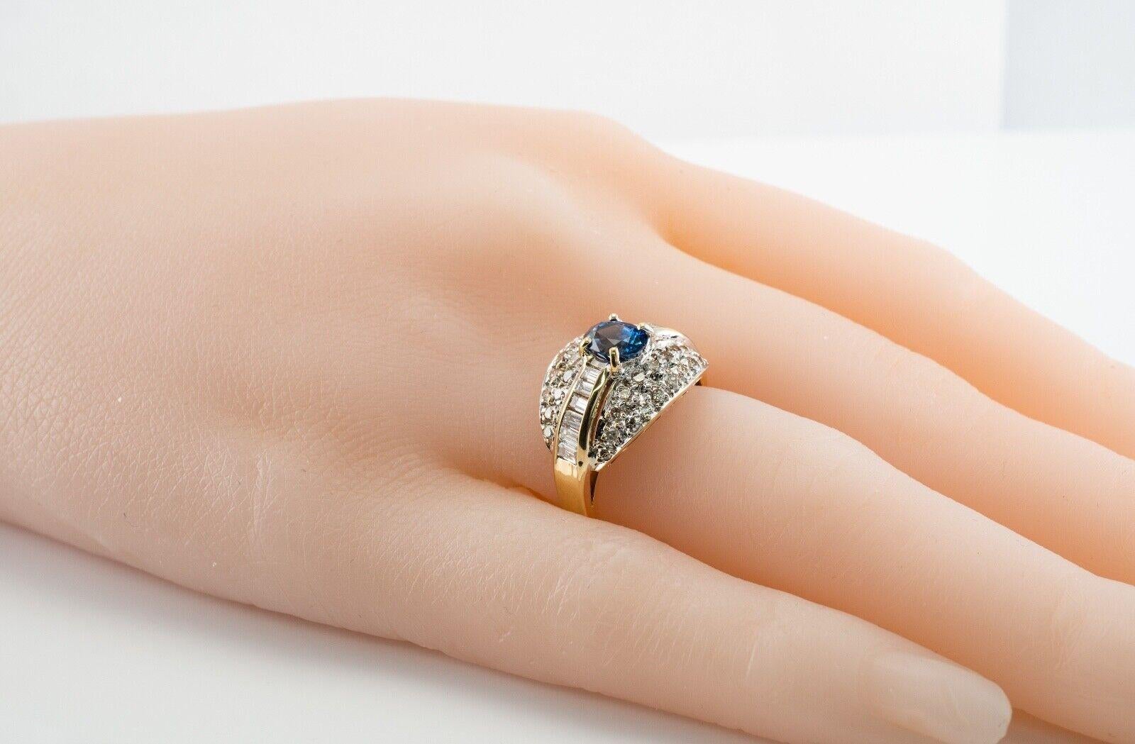 Ceylon Sapphire Diamond Ring 18K Gold Band Estate For Sale 4