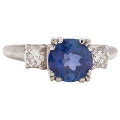 Ceylon Sapphire Diamond Ring, circa 1950s