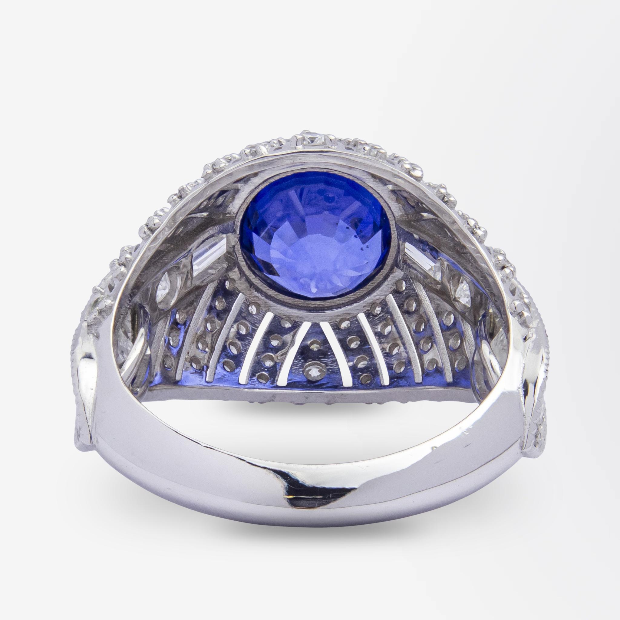 Ring mit Ceylon-Saphir und Diamant im Zustand „Hervorragend“ im Angebot in Brisbane City, QLD