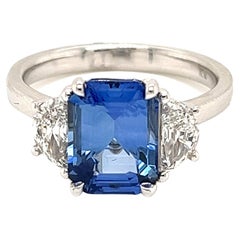 Ceylon Saphir & Diamant Ring in 18 Karat Weigold