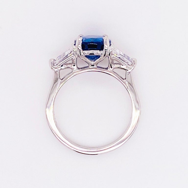 For Sale:  Ceylon Sapphire Diamond Ring, Platinum, Blue Sapphire, Three-Stone Ring 5