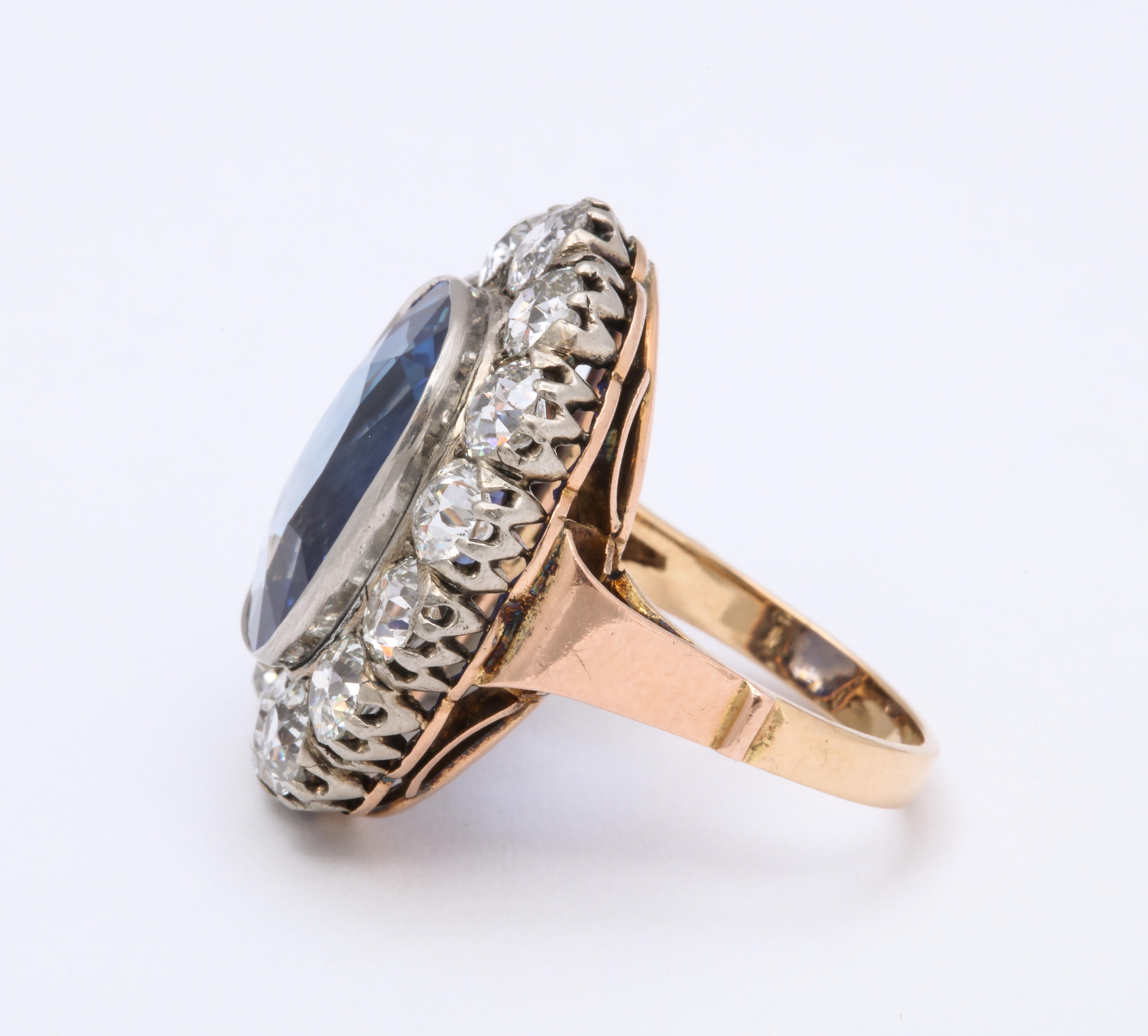 High Victorian Victorian Ceylon Sapphire Diamond Yellow Gold Ring