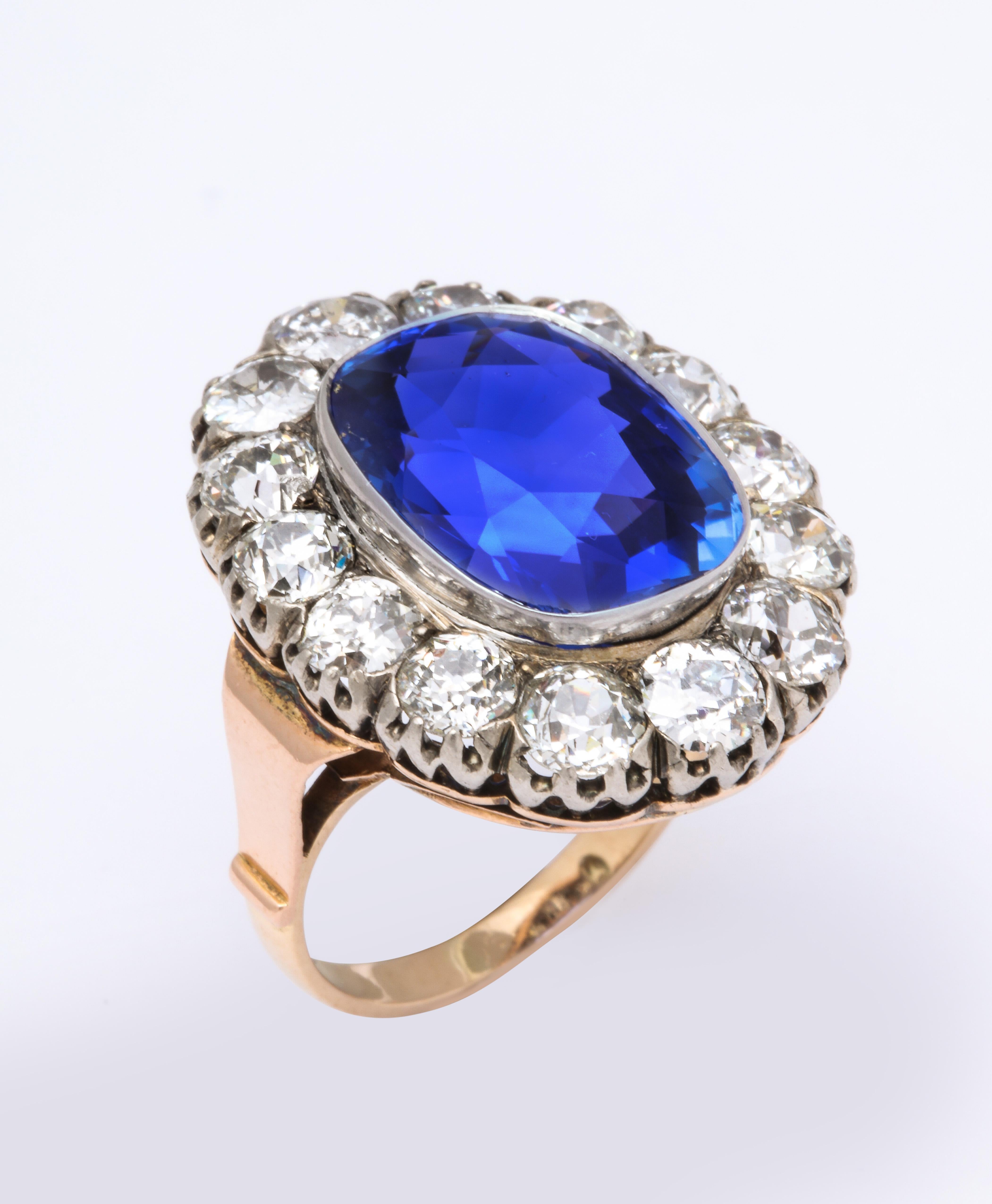 Women's Victorian Ceylon Sapphire Diamond Yellow Gold Ring
