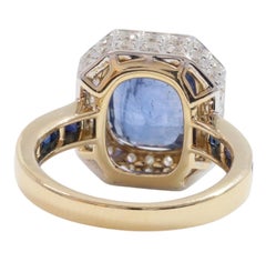 Ceylon Saphir & Diamanten in 14ct Gelbgold Ring